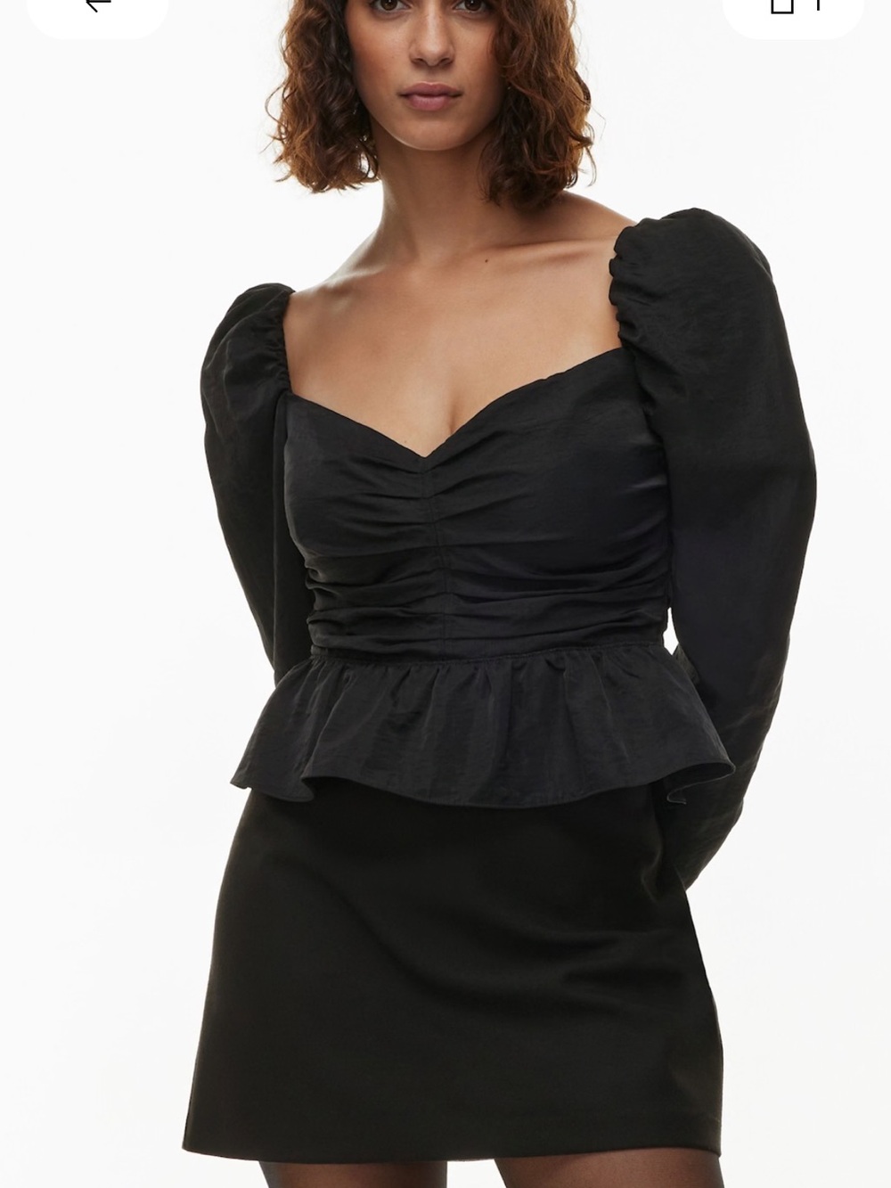 Wilfred Marilyn Black Long-Sleeve Peplum Blouse size XL
